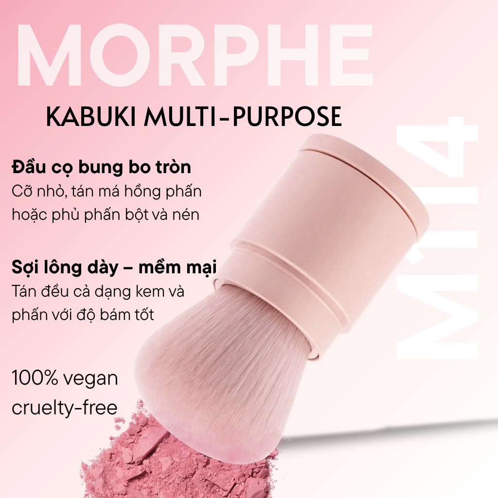Cọ má hồng có nắp MORPHE Kabuki Multi-purpose M114 Màu Hồng